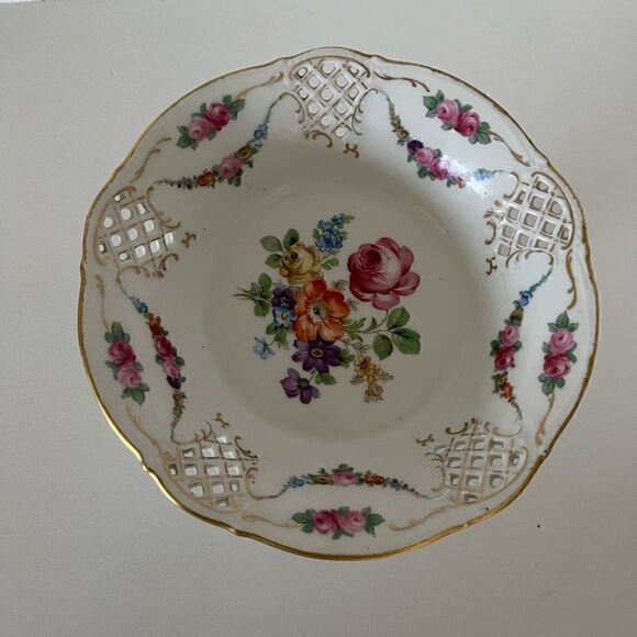 Schumann Bavaria Chateau Dresden Royal Dresner Art Footed Bowl - Picture 2 of 8